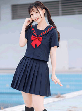 日系正统赤二本水手服制服套装班服演出服百褶裙学生套装