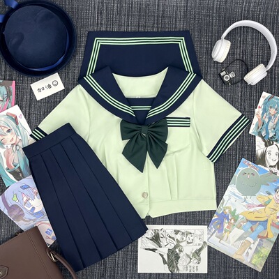 正版现货小松夏基础款关西襟水手服日系学院风浅绿三本襟JK制服女