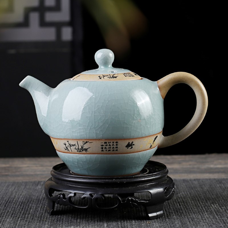 窑变蜜色釉茶壶单个泡茶器中式家用办公室陶瓷西施壶小号三才盖碗