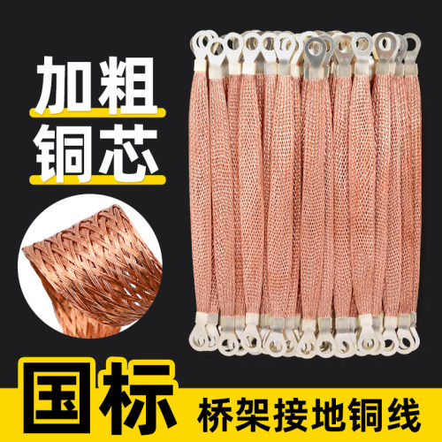 桥架接地线铜编织带镀锡配电箱柜过门跨接软铜线接扁线2.5/6平方
