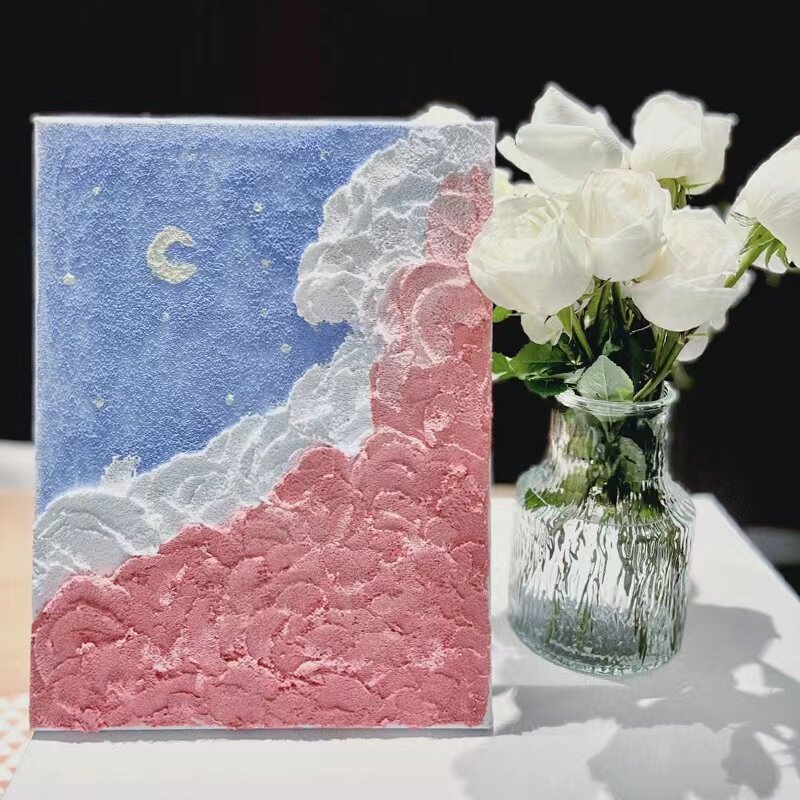 石英砂丙烯肌理画diy材料工具包装饰画数字油画手绘手工颜料全套