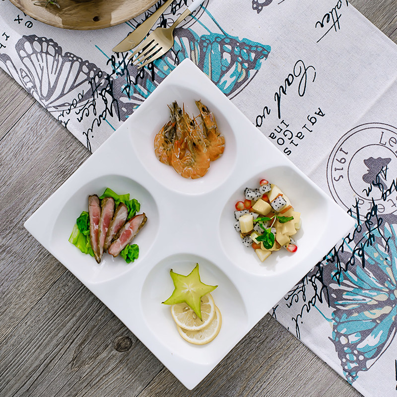 创意出口骨瓷陶瓷盘子多格拼盘饭店酒店分格餐盘水果异形家用菜盘