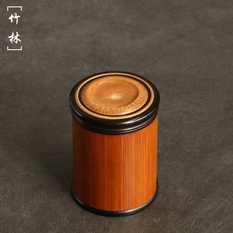 精品海派精工老玉竹茶叶罐储茶桶小号便携式出差旅行茶仓竹茶筒子
