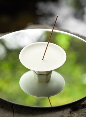 歪歪头的盛香盘  茶室陶瓷香插 六角高白泥 室内家用线香入云屋