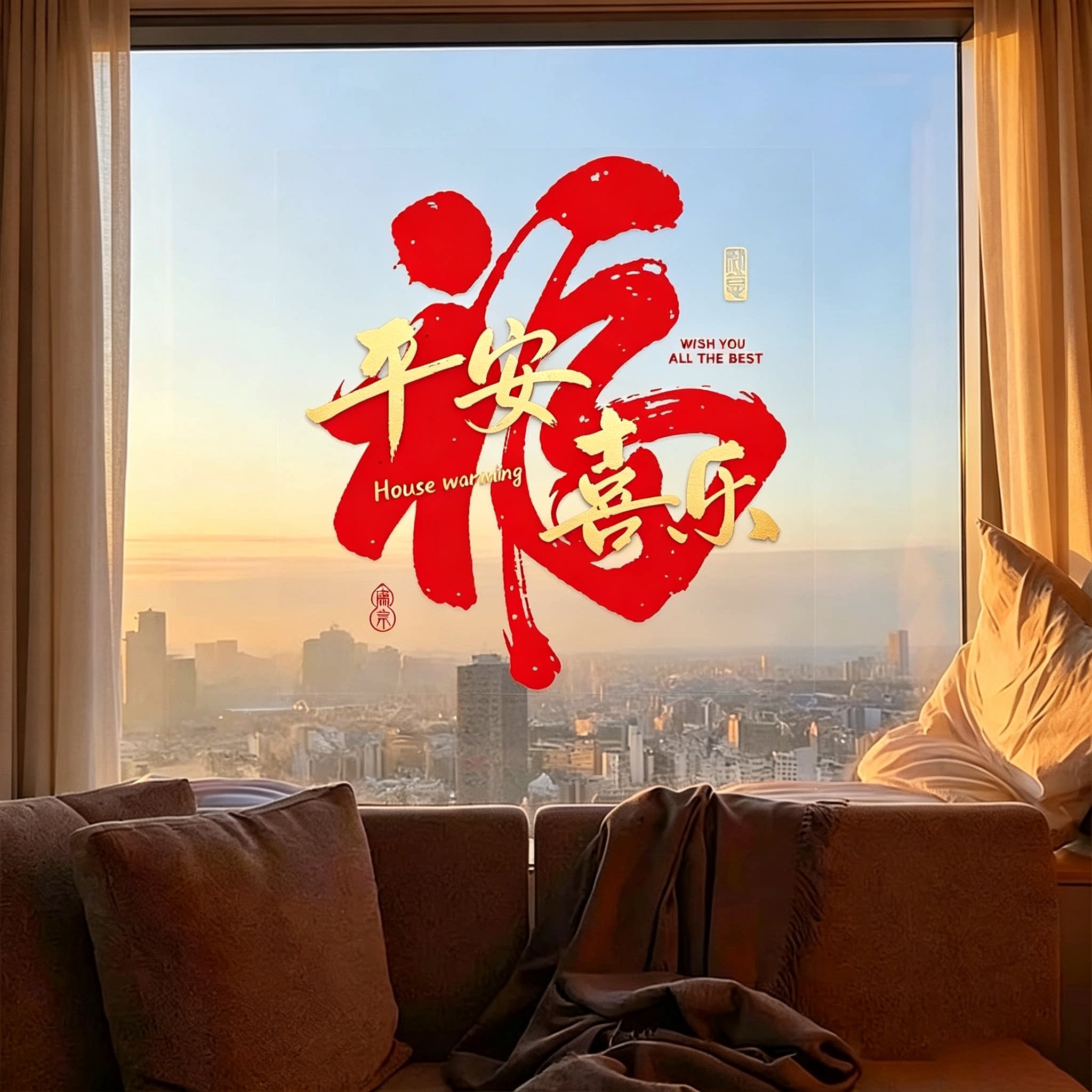 乔迁之喜装饰福字静电贴