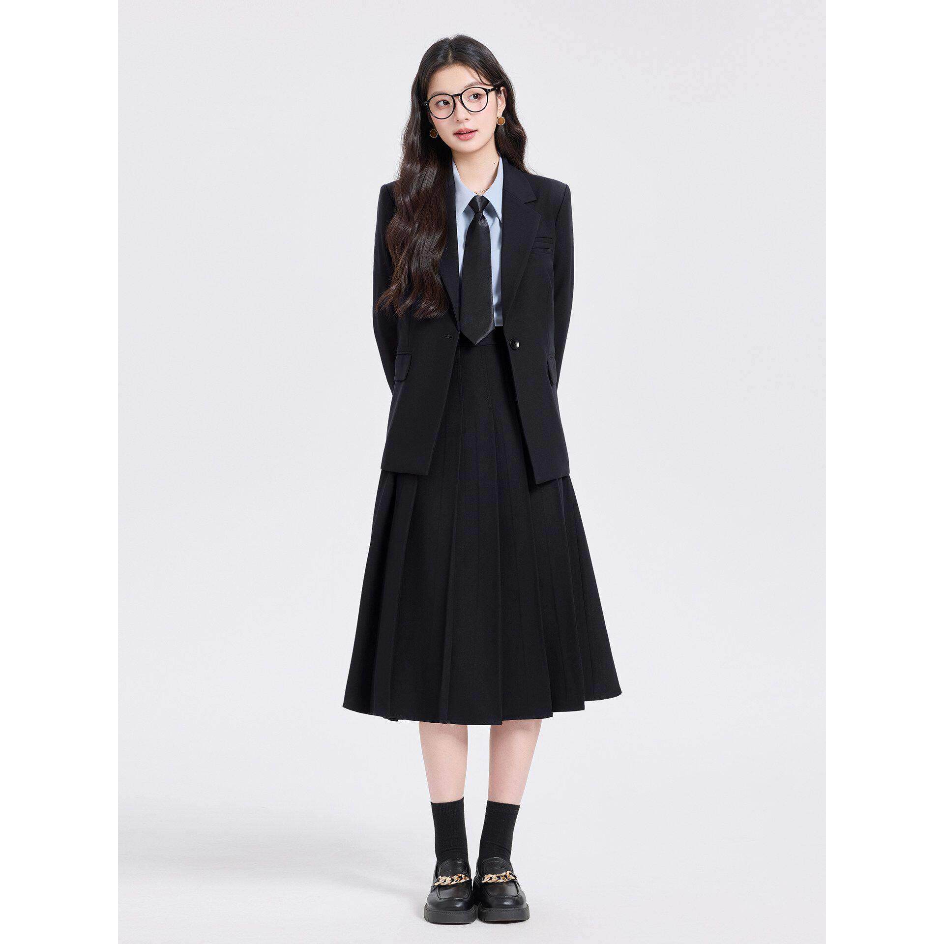 学院风jk长裙百褶裙长款半身裙高腰显瘦小个子a字裙伞裙女jk裙夏