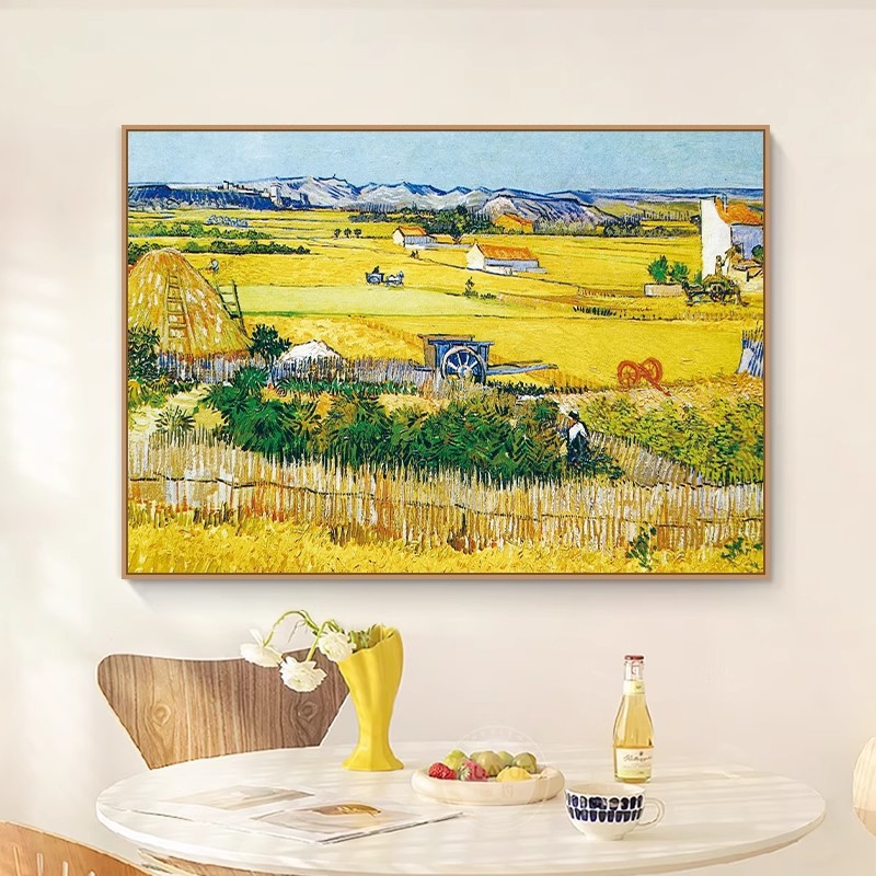 莫奈丰收油画世界名画客厅沙发背现代装饰画