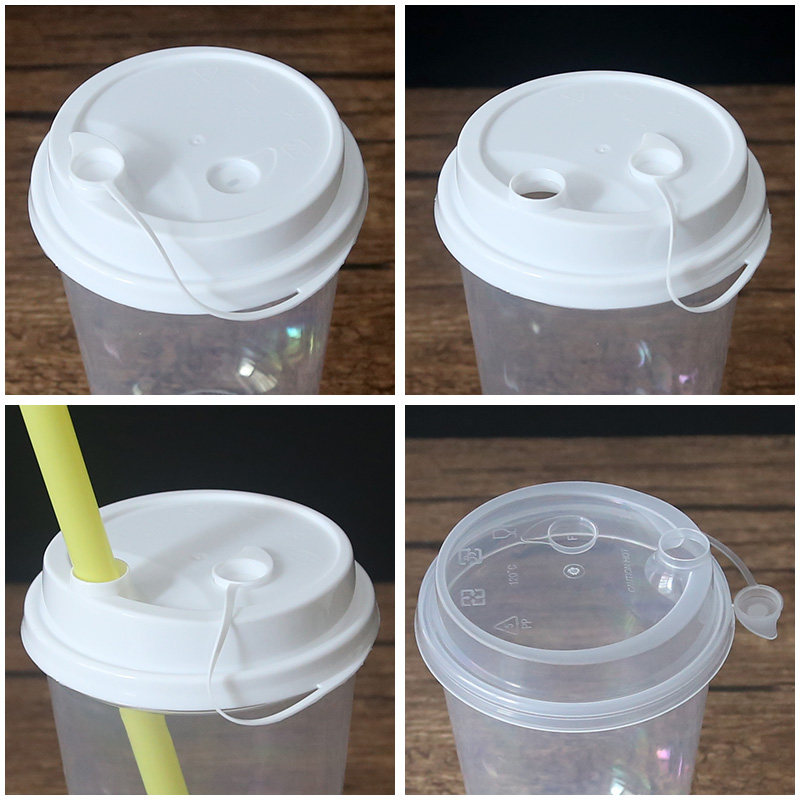 连体杯盖  一次性90口径加厚奶茶杯盖 注塑盖 奶茶塑料杯盖子