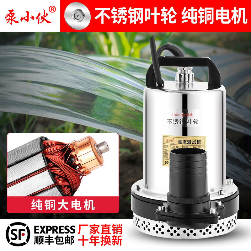 直流潜水泵12V电瓶24V船用48伏60电动车打水农用浇菜小型水泵无刷