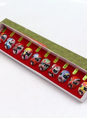 京剧脸谱小泥人摆件民间手工艺品十个脸谱套装泥塑绘画送老外礼品