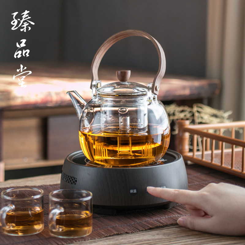 玻璃煮茶套装家用静音电陶炉自动断电煮茶器蒸汽煮茶壶烧水提梁壶