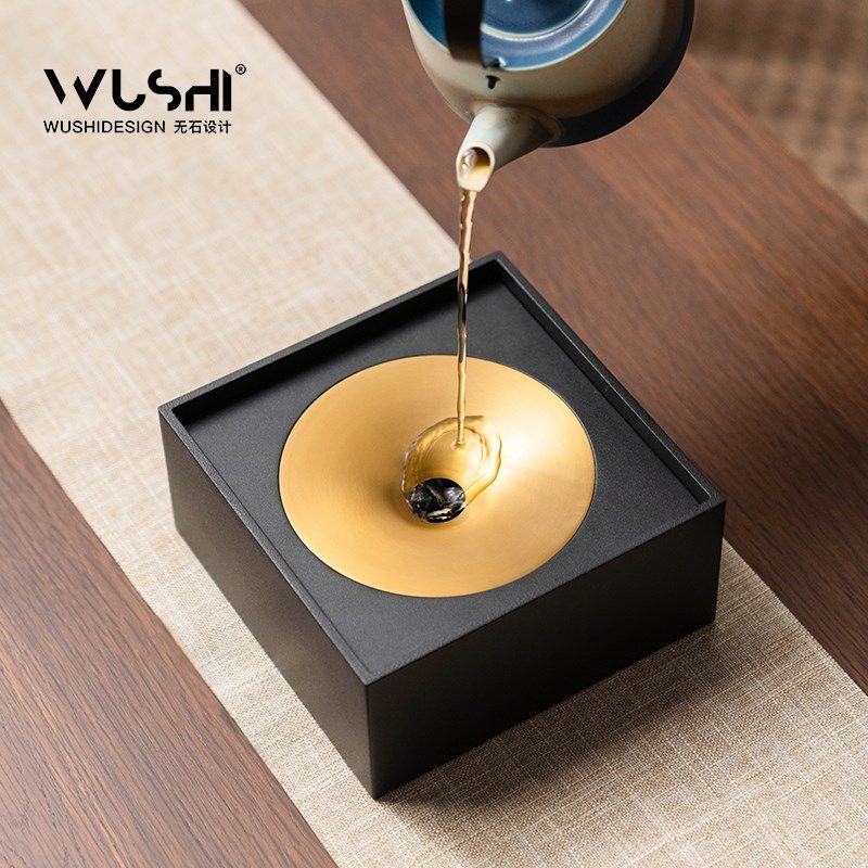 高端茶洗茶渣缸建水小大号水盂废水桶烟灰缸茶具配件有盖茶水缸