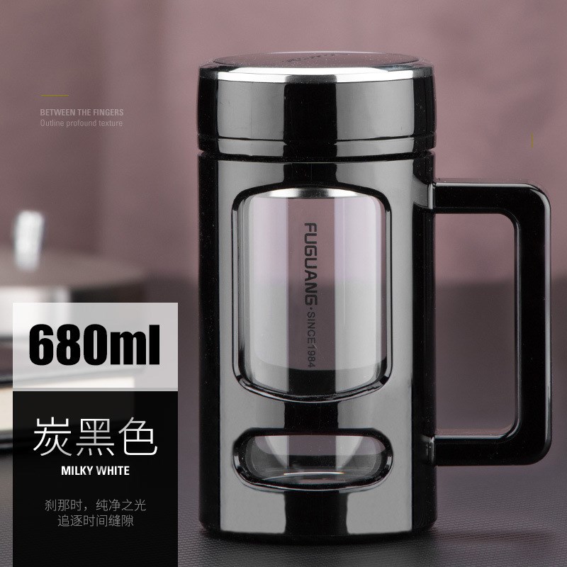 玻璃杯便携男女家用办公茶杯带盖过滤网大容量水杯可印字
