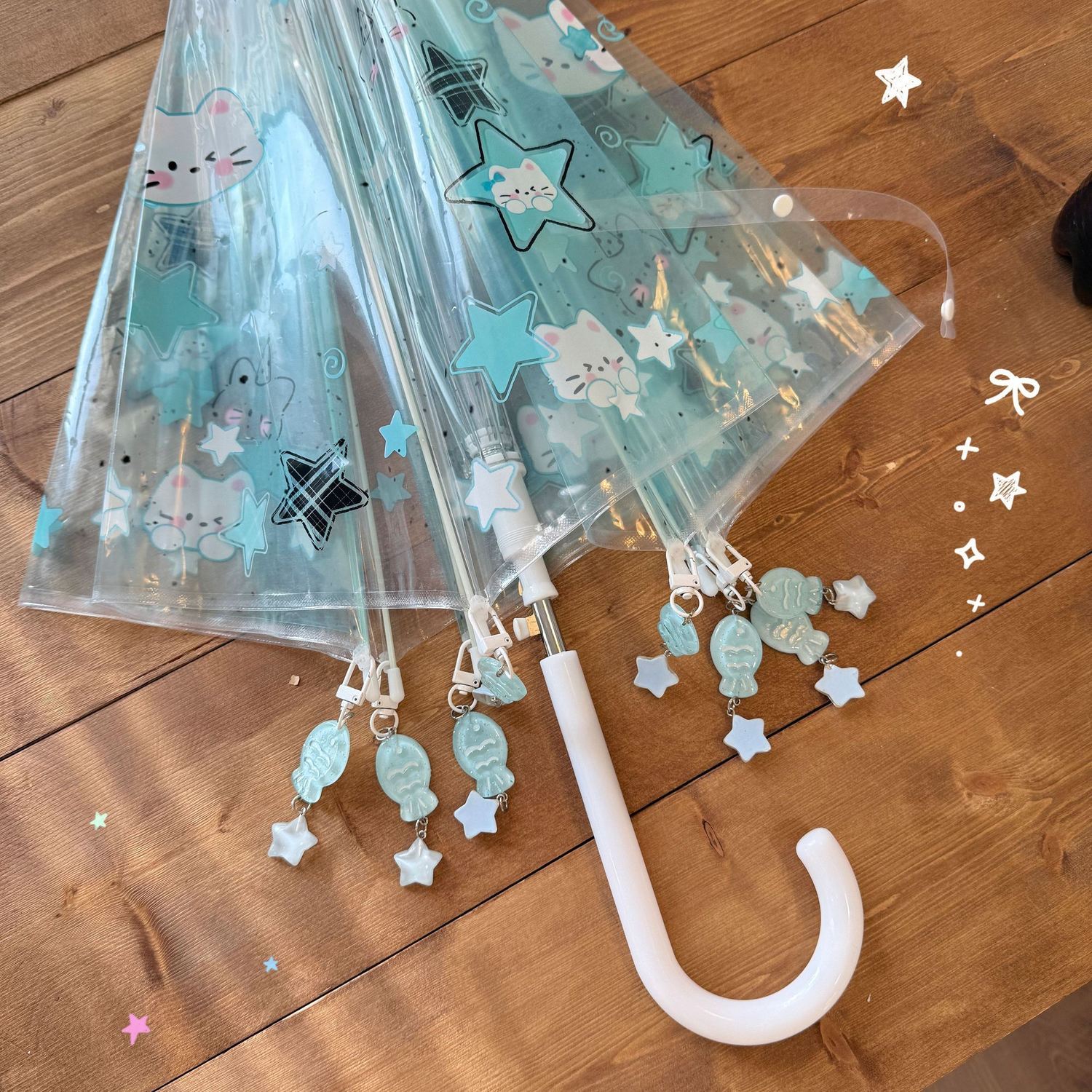盐系星星薄荷绿猫咪透明