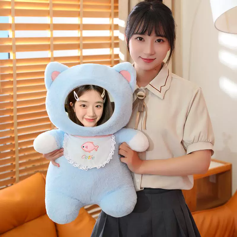 diy可印照片毛绒玩具抱枕抱抱猫咪可录音公仔送女友生日礼物