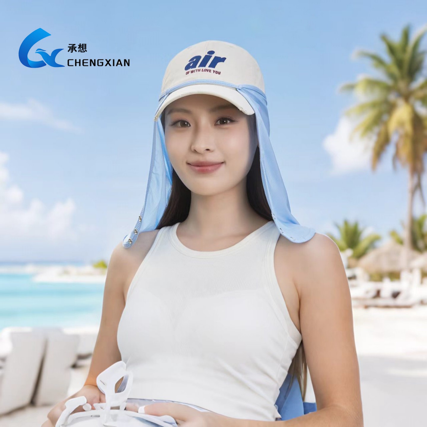 防晒帽帘防闷热不含帽电动车骑行