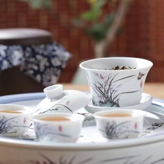 潮汕陶瓷功夫茶具家用整套装中式工夫茶盘茶杯玲珑杯茶壶盖碗礼品