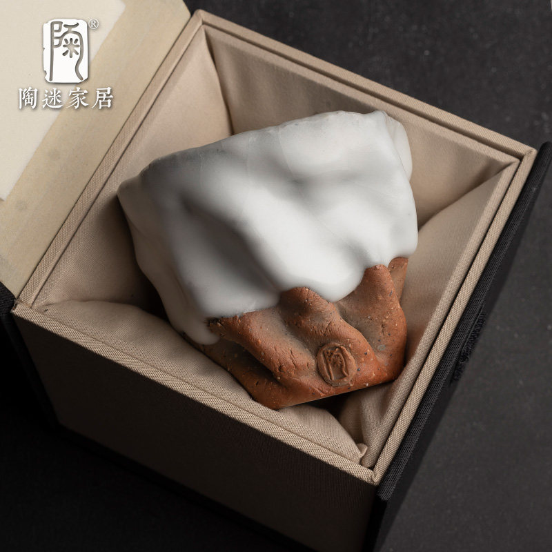 陶迷手工志野烧品茗杯滴釉开片可养主人杯陶瓷大容量茶盏功夫茶具