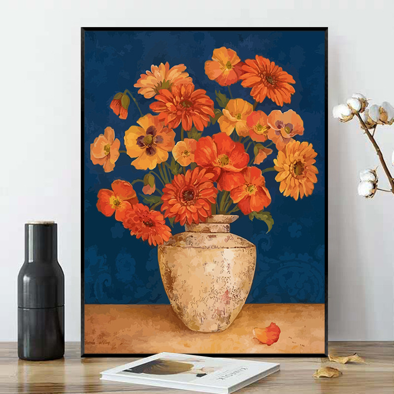 diy数字油画风景花卉手工涂色画画填充油彩画现代风格客厅装饰画