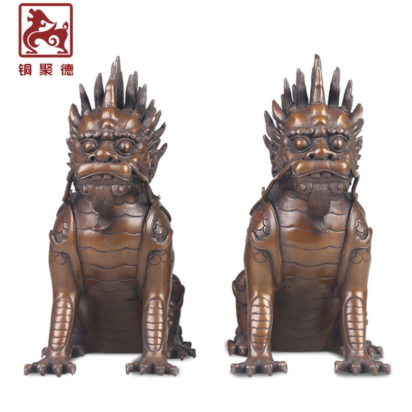 铜聚德纯铜御花园獬豸独角兽摆件