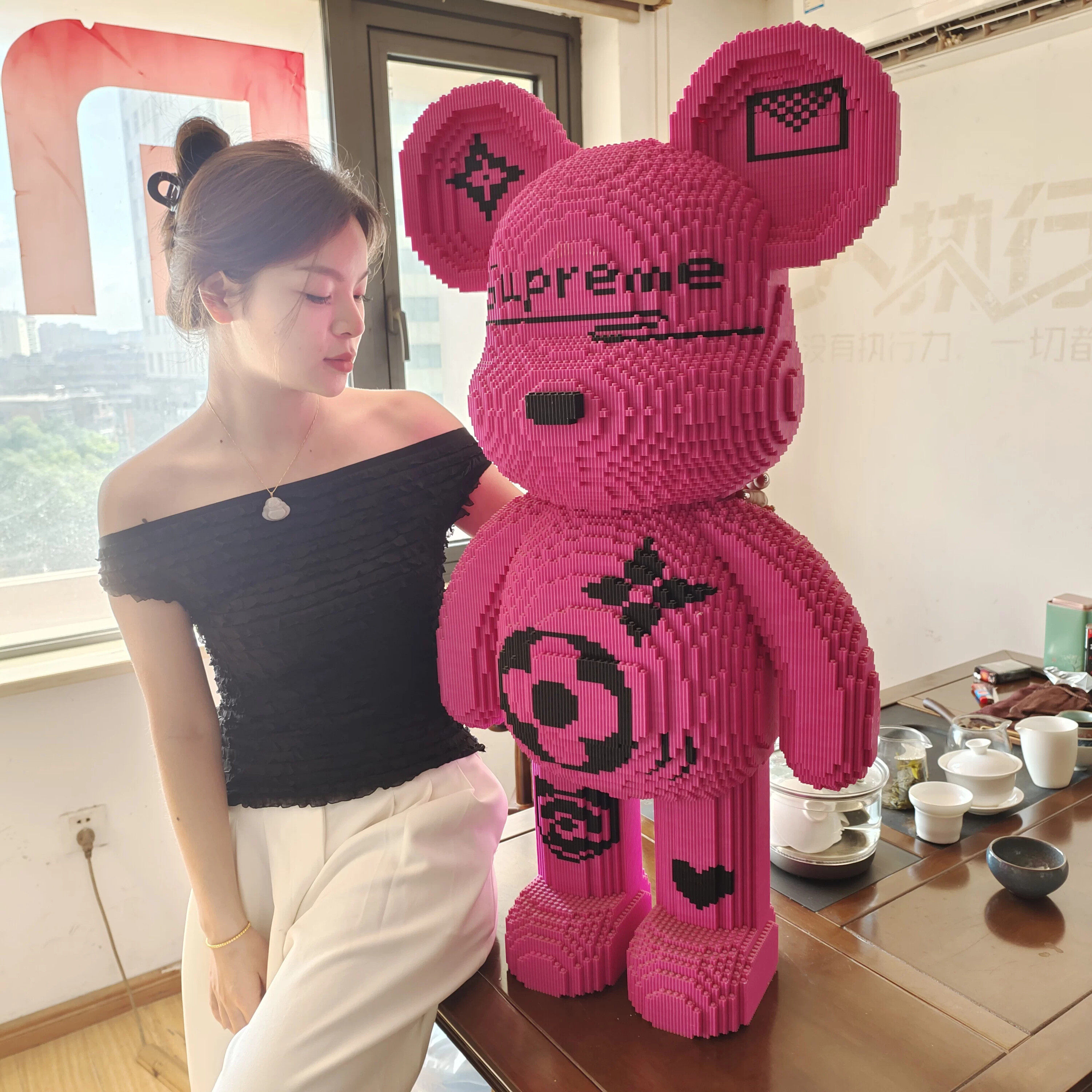 超大暴力熊益智积木成人高难度拼图装玩具网红流体大白熊客厅摆件
