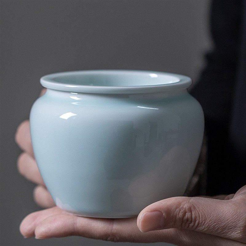 唐宋茶事点茶茶洗影青茶洗带盖小号水盂陶瓷干泡点茶茶具