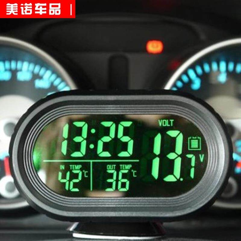 汽车时钟车内外双温度计车载车用数字显电子表带夜光电子钟