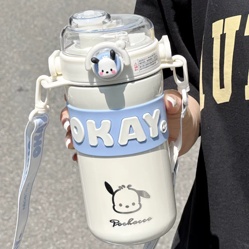 帕恰狗保温杯双饮不锈钢杯子儿童水杯kitty手提斜跨高颜值水壶