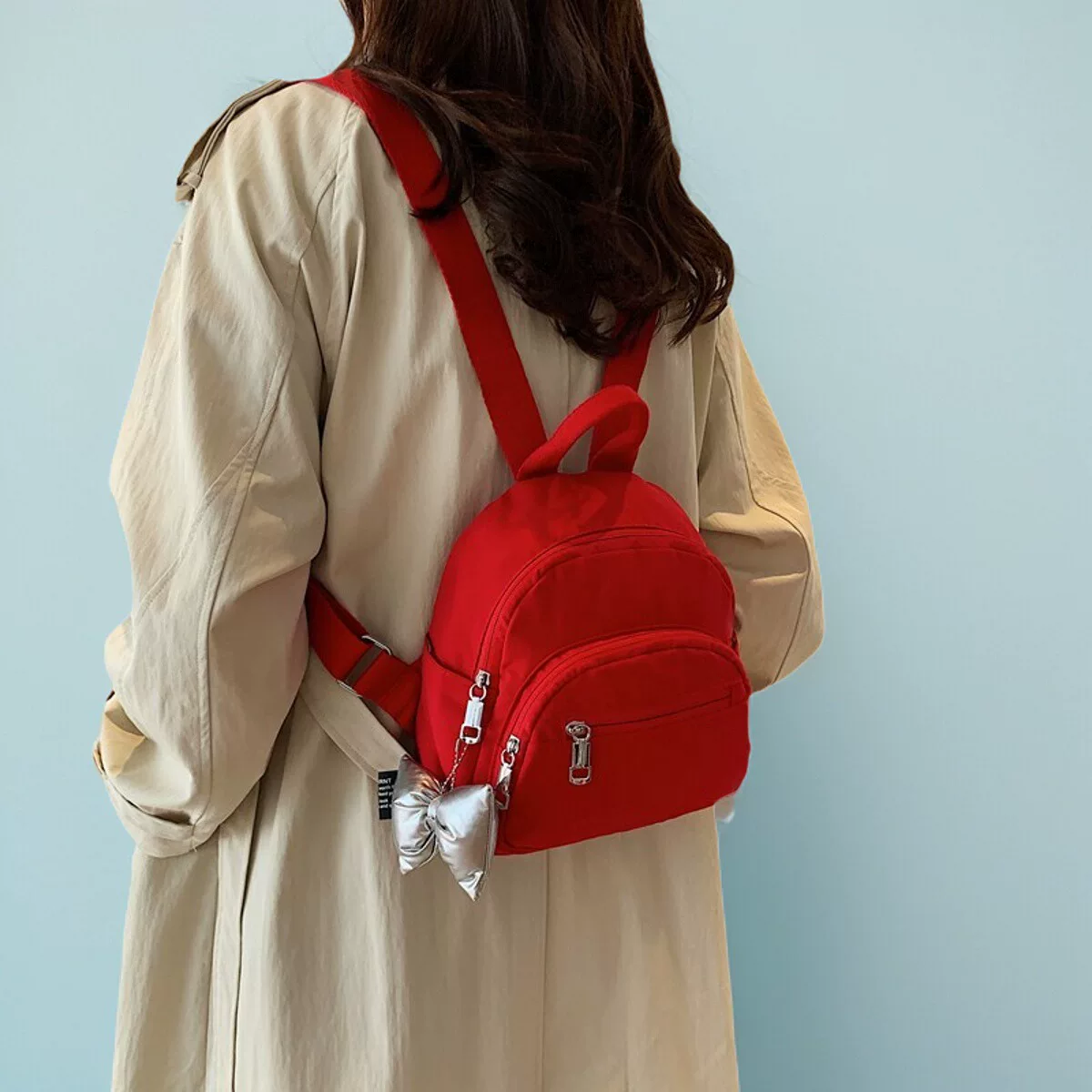 韩版双肩包女2025春季新品小背包轻便多口袋简约百搭休闲迷你背包