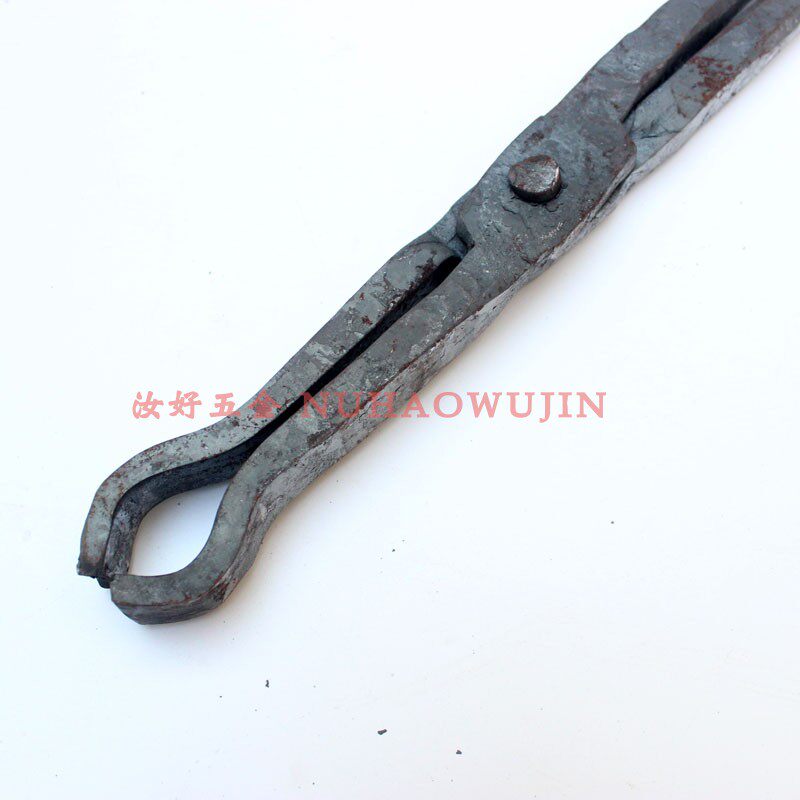 小圆口铁钳铁匠钳打铁夹铁纯手工锻打扁咀铁钳工业钳溶铝锭钳工具