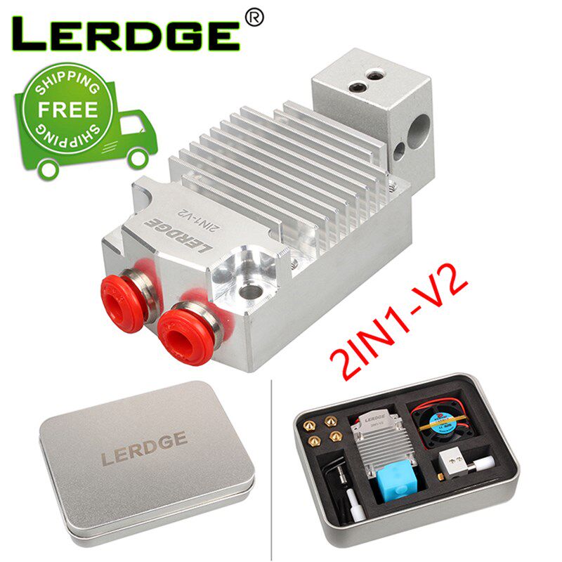 3D打印机2IN1-V2双色喷头配件 两进一出换色挤出头广告字彩色打印