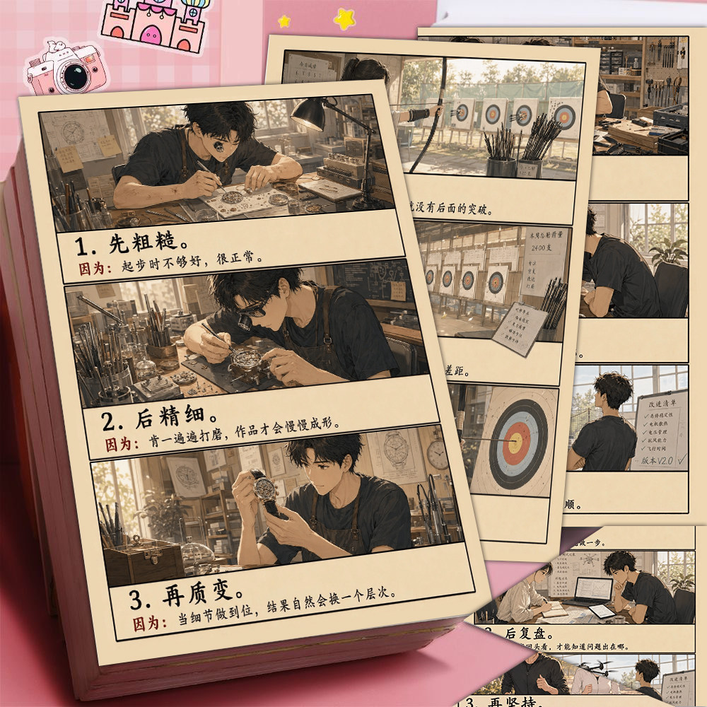 24张执行力励志漫画明信片贴纸