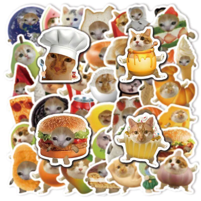 搞怪食物猫meme手账贴纸装饰贴画