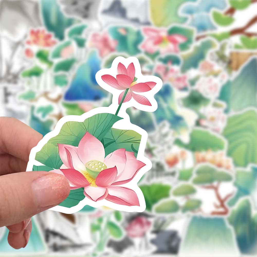 甜美可爱荷花莲花笔记本贴纸