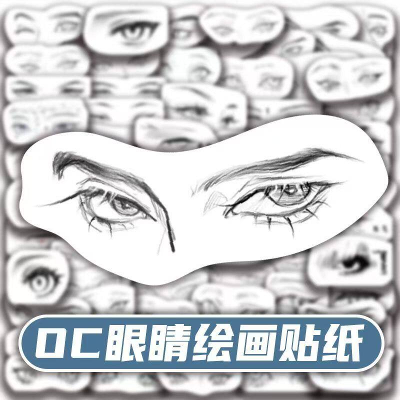 日系动漫眼睛素描临摹贴纸手账贴