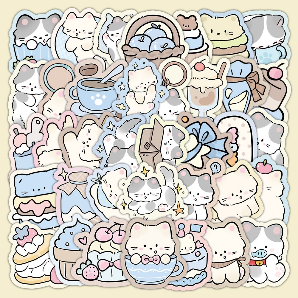 1650张手绘可爱猫咪防水贴纸