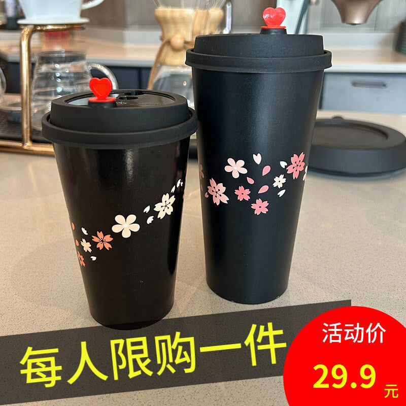 加厚黑色乌龙茶纸杯商用一次性奶茶杯桃花500热饮咖啡杯商用定制