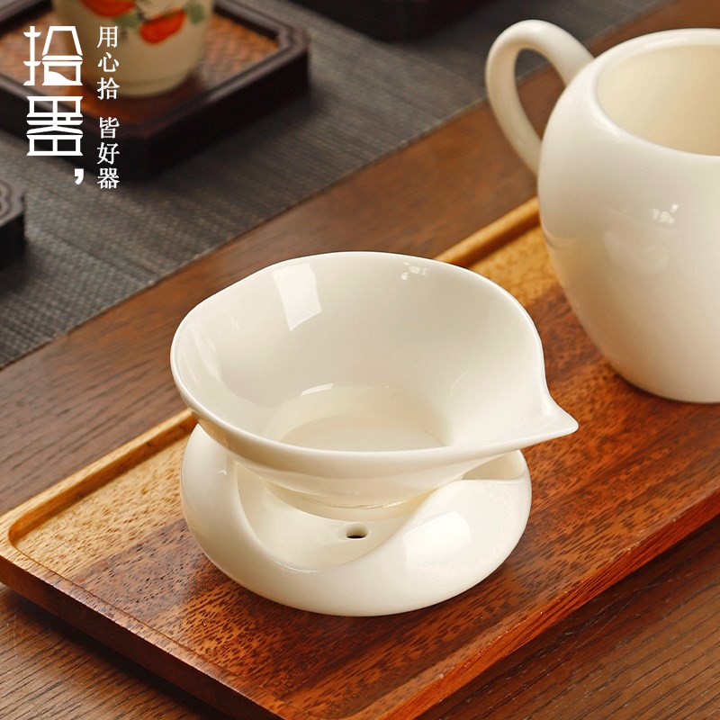 羊脂玉白瓷茶漏茶滤陶瓷滤茶器公道杯配件茶叶隔茶器过滤功夫茶具
