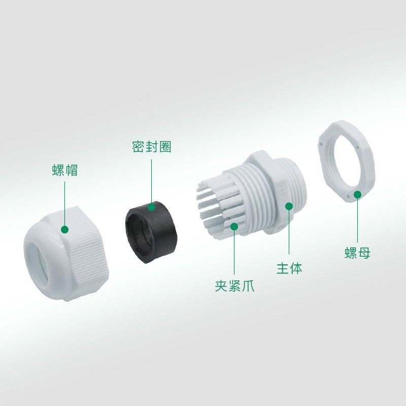 防水电缆接头M16M18/M20*1.5公制尼龙锁母尼龙锁头格兰头黑色白色