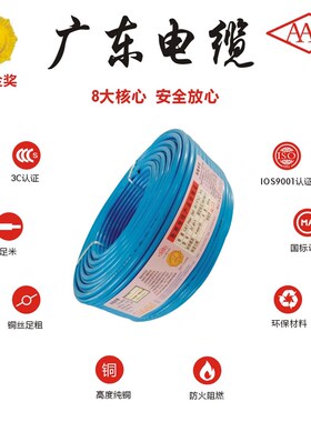 广东电缆厂阻燃ZC-BVVB 1.5/2.5/4/6平方国标铜芯双塑多股电线
