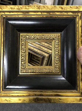 天隆出口欧式黑金色实古典木油画框相框镜框复古挂墙装饰定制装裱