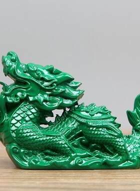 绿色木雕龙摆件实木龙木质十二生肖青色木龙工艺品招财龙吊坠摆件