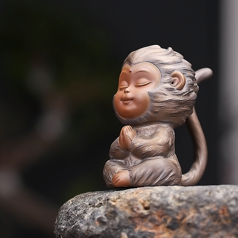 精品紫砂齐天大圣茶宠摆件悟空小猴子小茶玩创意茶道茶艺茶盘装饰