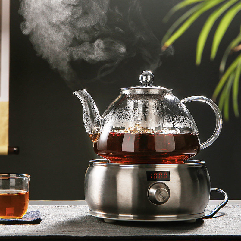 雅风 耐高温加厚玻璃煮花茶壶不锈钢过滤泡茶壶茶具加热大