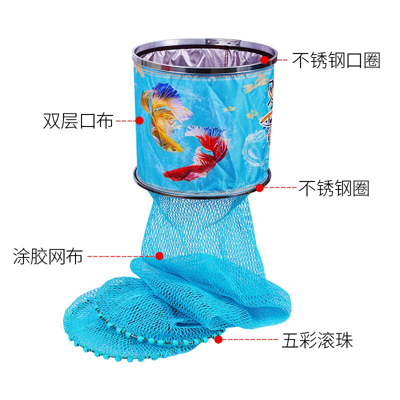 鲤鱼鱼护双层口布加硬圈口尼龙涂胶不吸水网布挂胶网鱼塘养鱼护网