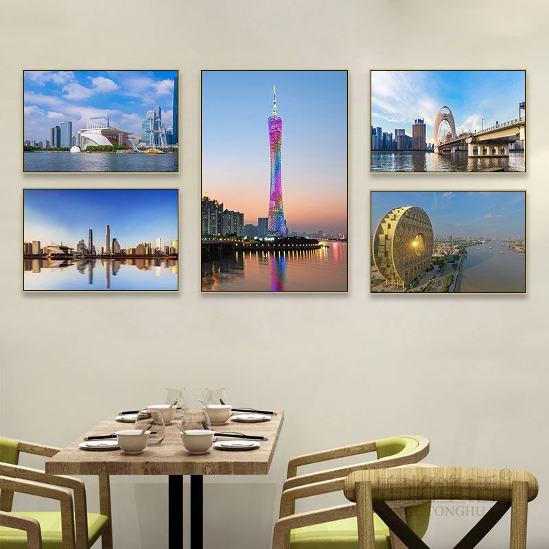 广州城市风景装饰画广州塔小蛮腰油画老广东羊城挂画饭店餐厅壁画