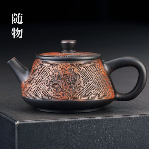 紫陶纯手工茶壶单壶云南建水家用泡茶壶陶瓷紫砂壶功夫茶具石瓢壶