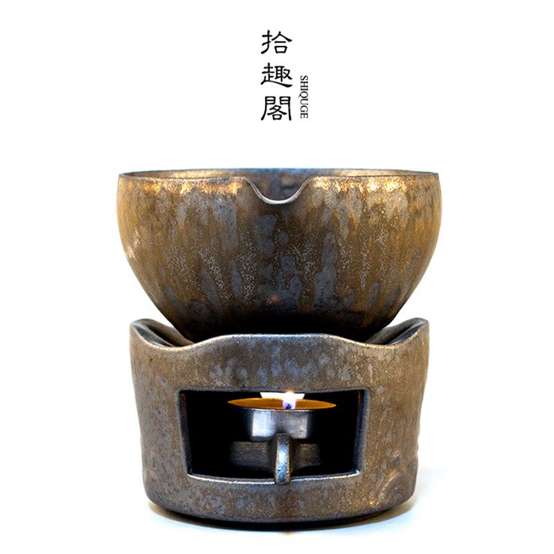 手工粗陶温茶器套装 保温底座公道杯 煮茶炉陶瓷茶具可加热分茶器