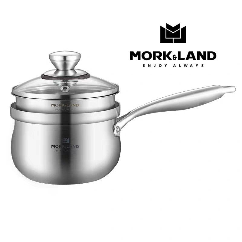 莫克兰德 纳尔奶锅304不锈钢加厚复合煮粥迷你小蒸锅三层钢奶蒸锅