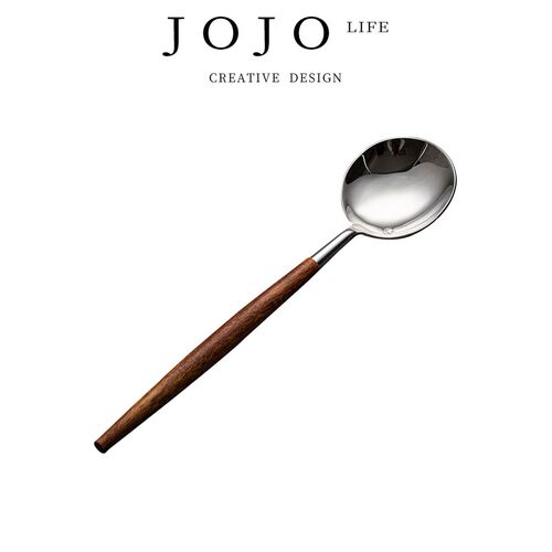 JOJOS L. PDweaving餐具家用不锈钢黄花梨木柄叉勺  织里